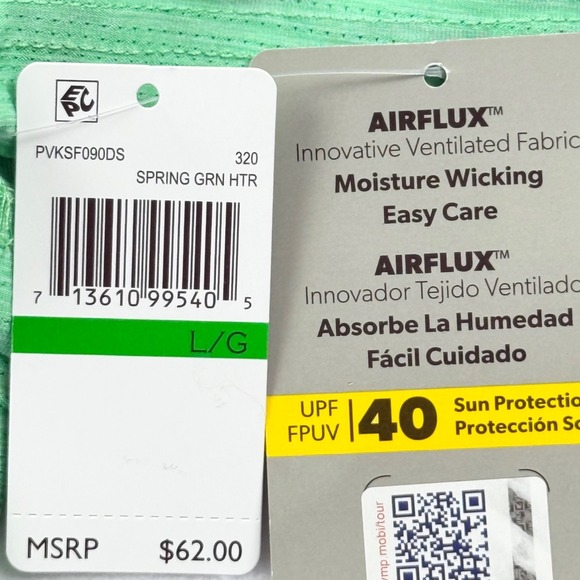 PGA Tour Men's Airflux UPF 40 Stretch Spring Green Polo Shirt Size Large NWT - Picture 10 of 10
